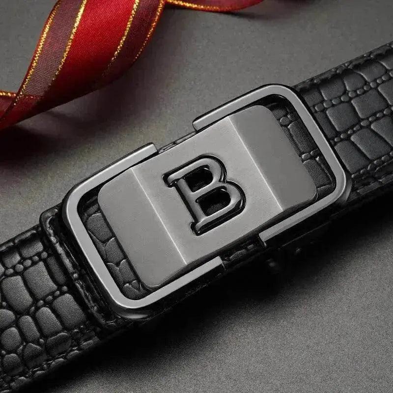 Cintura in pelle vera con fibbia automatica per persone di mezza età e giovani - EX-STOCK Canada