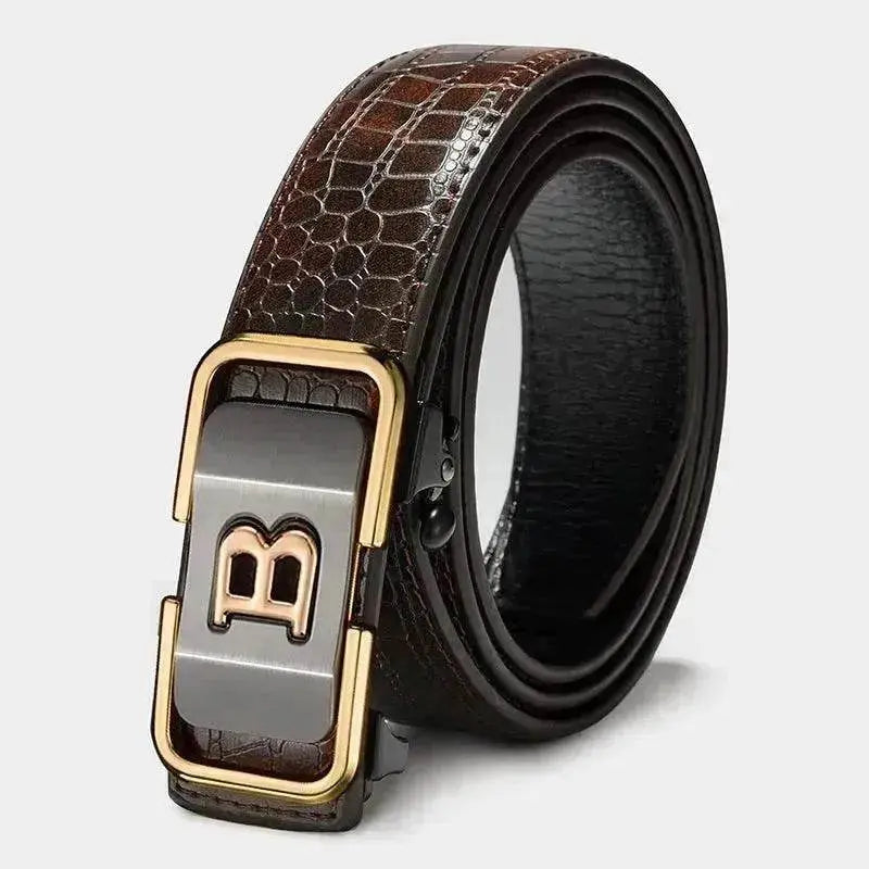 Automatic Buckle Genuine Leather Belt For Middle-aged And Young People - EX-STOCK Canada