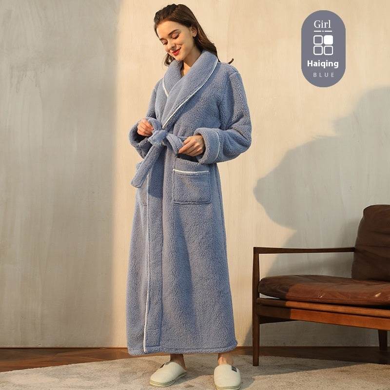 Autumn And Winter Thickened Cotton Velvet Nightgown Men's Winter Plus-sized Plus Size Light Luxury Couple Bathrobe Women's Extended Pajamas EX-STOCK CANADA