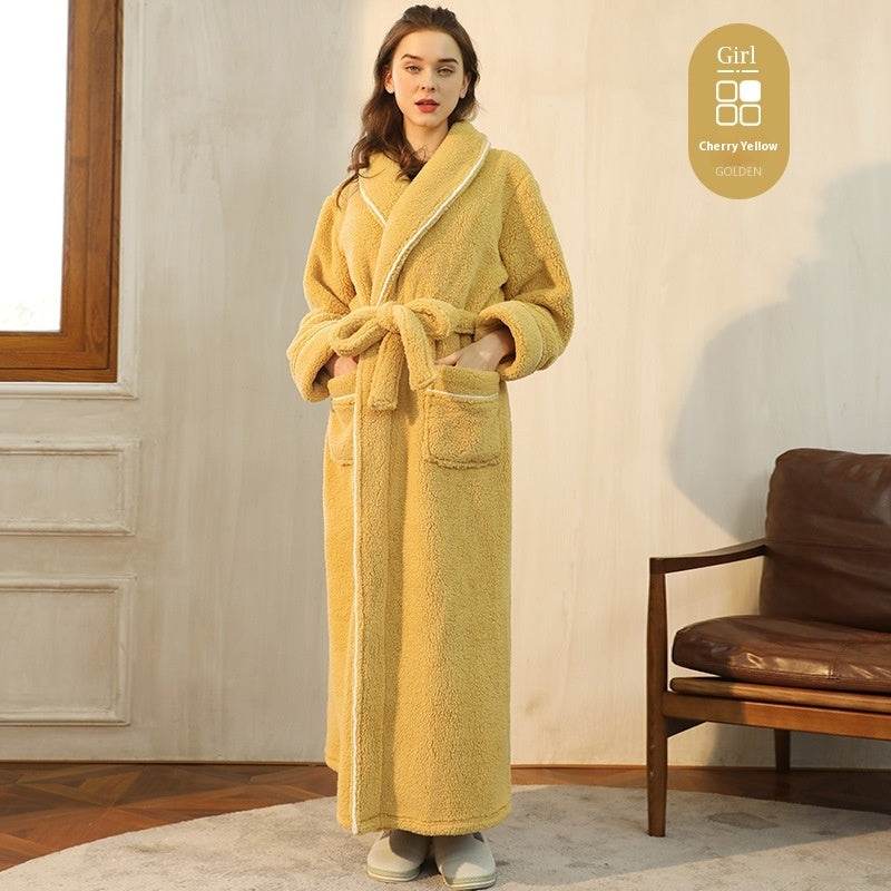Autumn And Winter Thickened Cotton Velvet Nightgown Men's Winter Plus-sized Plus Size Light Luxury Couple Bathrobe Women's Extended Pajamas EX-STOCK CANADA