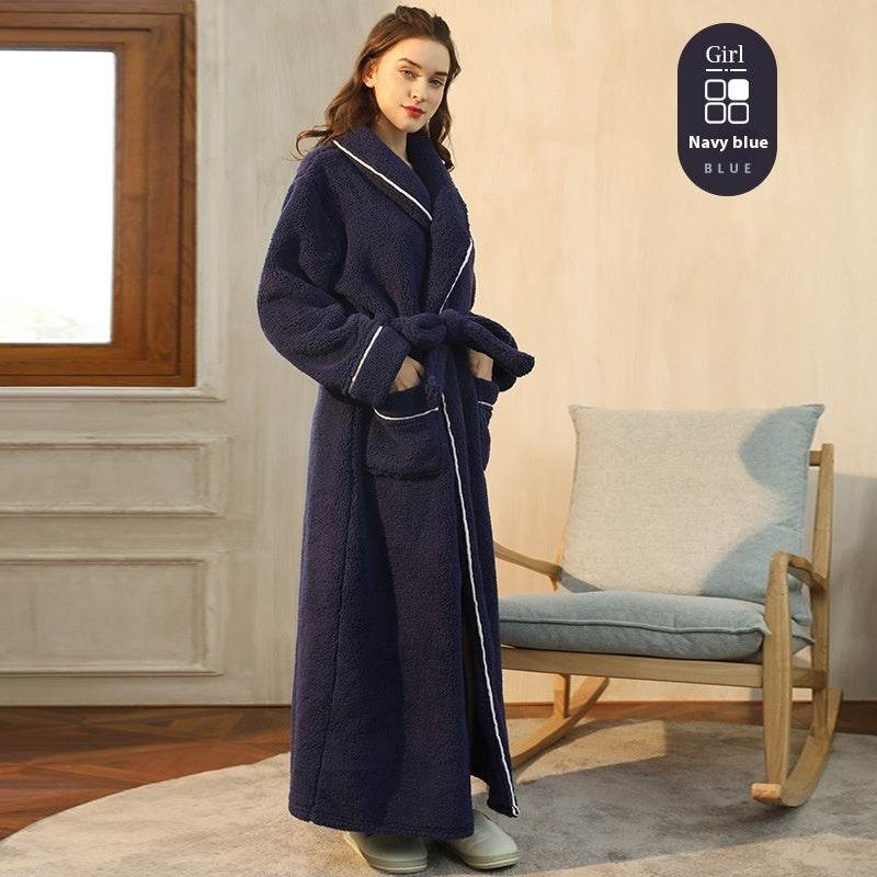 Autumn And Winter Thickened Cotton Velvet Nightgown Men's Winter Plus-sized Plus Size Light Luxury Couple Bathrobe Women's Extended Pajamas EX-STOCK CANADA