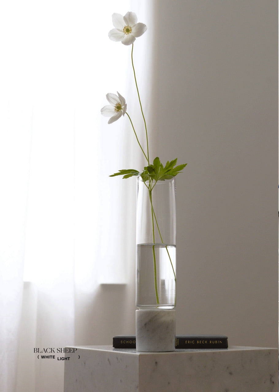 Bianco Carrara Marble and Glass Vase and Hurricane EX-STOCK Canada