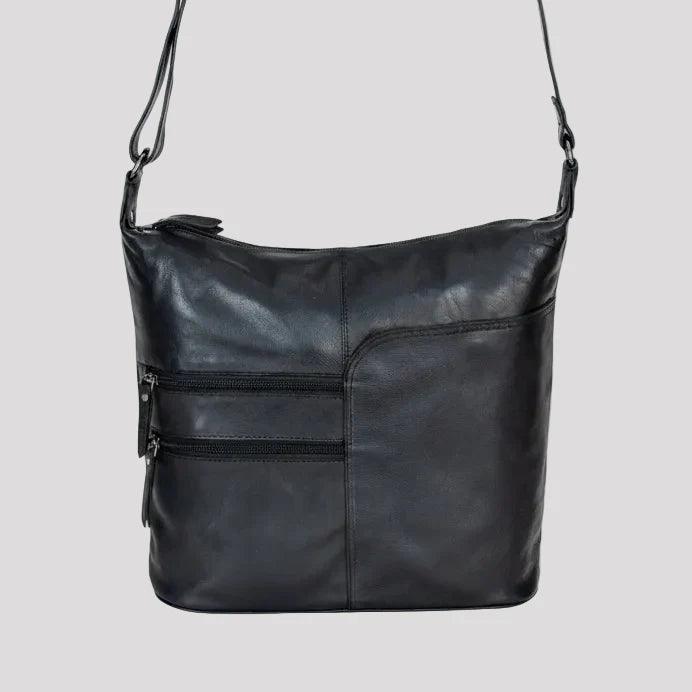 Greenwood Leather Shoulder Bag with 2 Zip Pockets