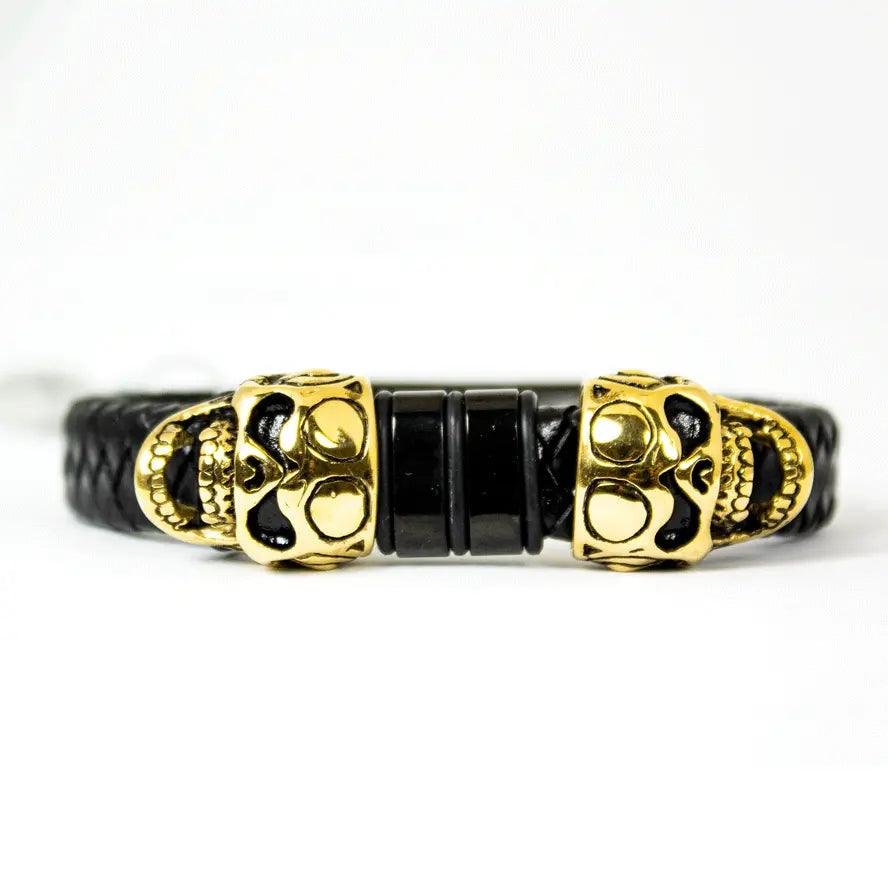 Bracciale da uomo BOL in pelle intrecciata con ciondolo a teschioEX-STOCK Canada
