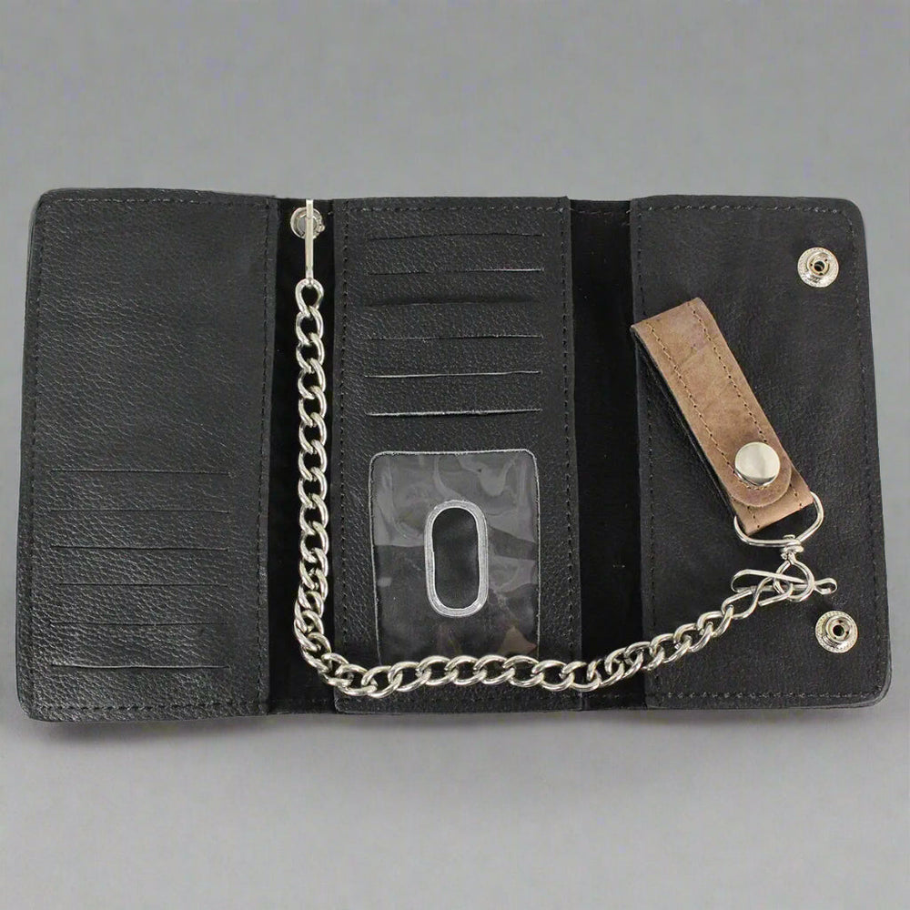 Portefeuille trifold en cuir pour homme BOL chromé pour camionneur - EX-STOCK Canada