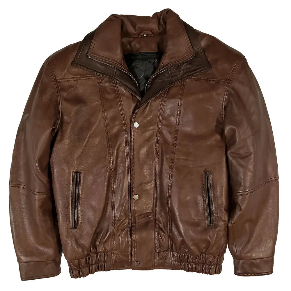 BOL Men's Double Collar Leather Bomber Jacket EX-STOCK Canada