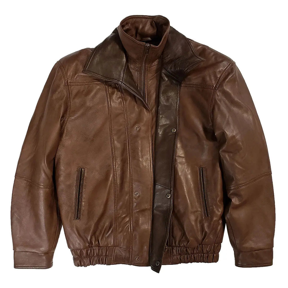 BOL Men's Double Collar Leather Bomber Jacket EX-STOCK Canada