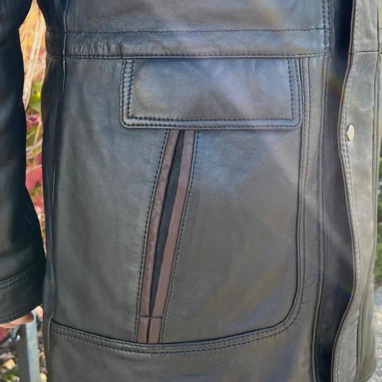 Cappotto lungo bicolore doppio colletto BOL da uomo | Giacca di pelleEX-STOCK Canada