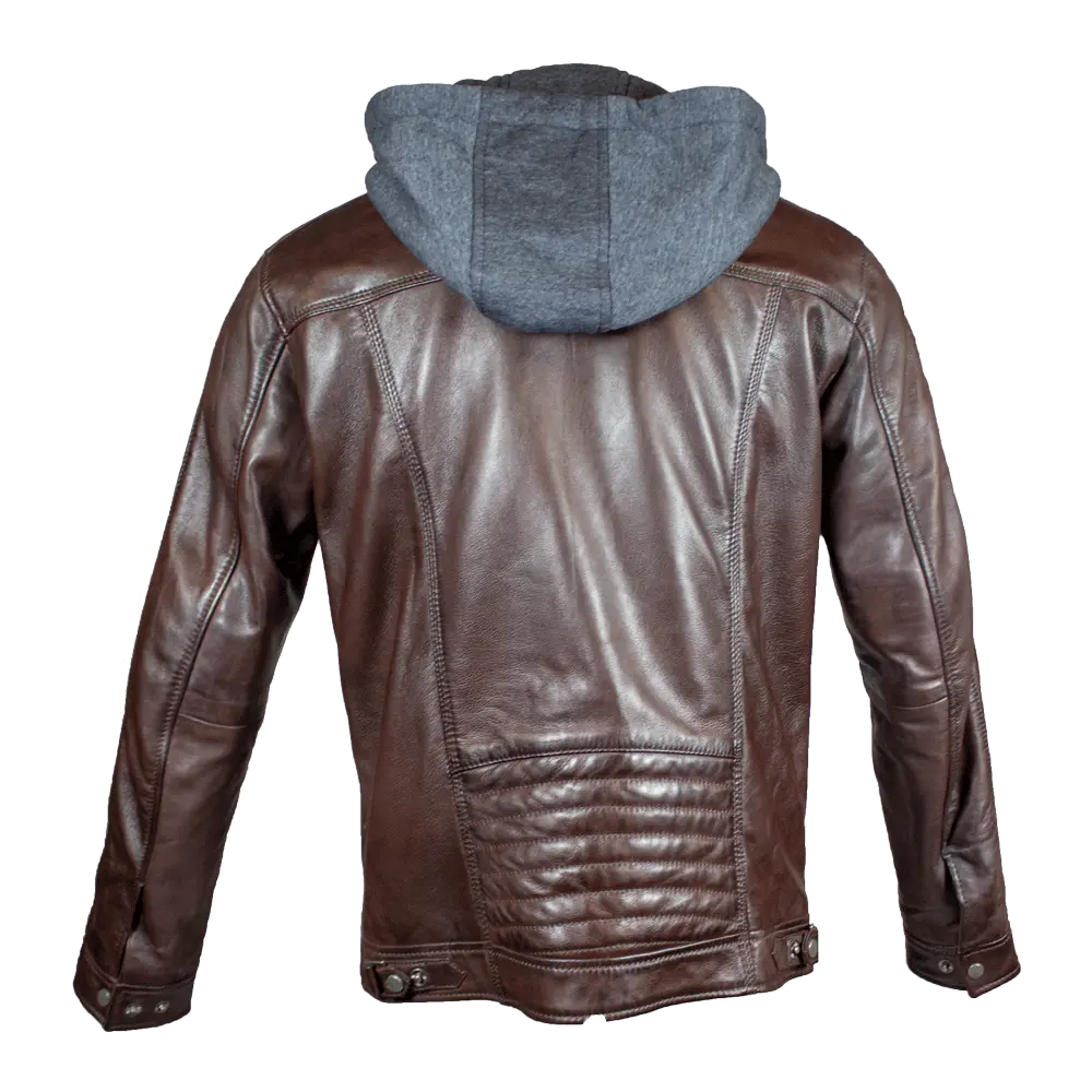 BOL Men's Hooded Snap Collar Leather Jacket EX-STOCK Canada