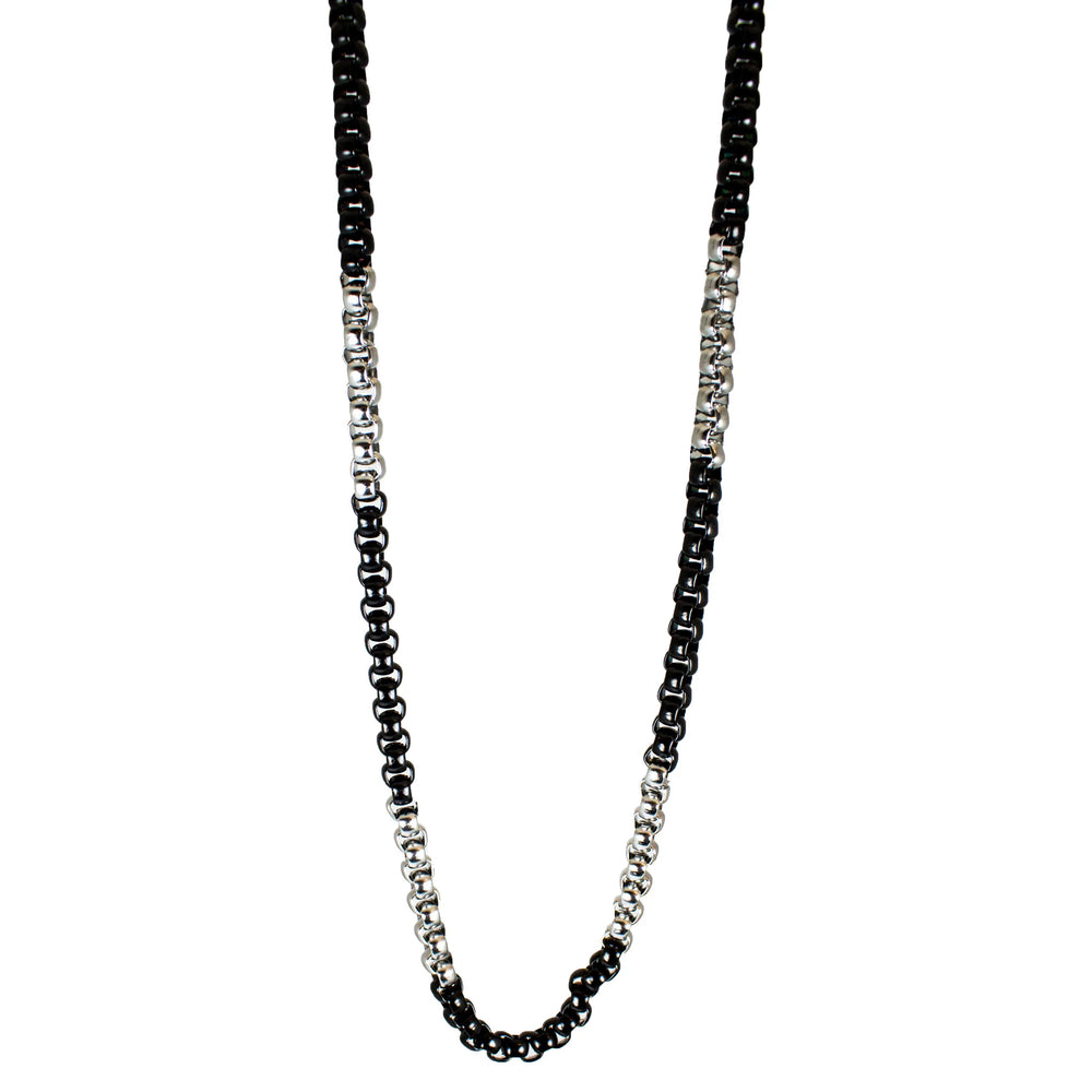 BOL Men's Two Tone Silver & Black Stainless Steel Chain Necklace EX-STOCK Canada