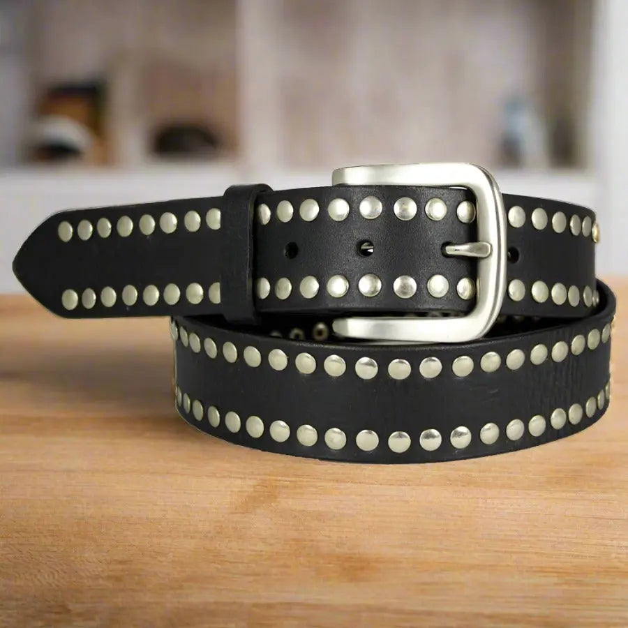 BOL Unisex Silver Stud Removable Buckle Leather Belt EX-STOCK Canada