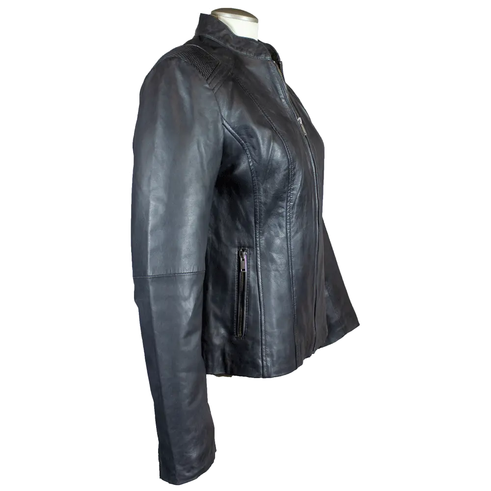 Chaqueta de cuero con acento de tejido de cesta para mujer BOLEX-STOCK Canada