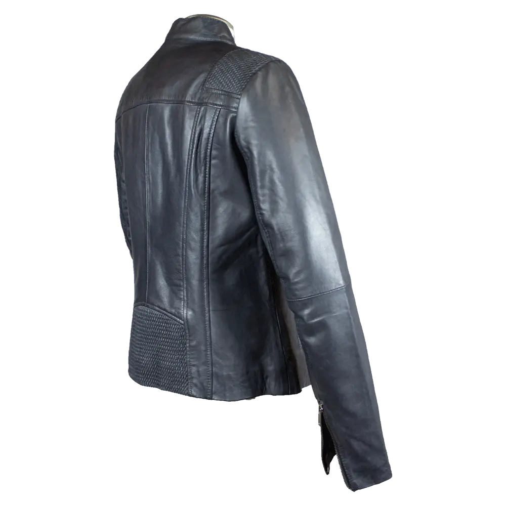 Chaqueta de cuero con acento de tejido de cesta para mujer BOLEX-STOCK Canada