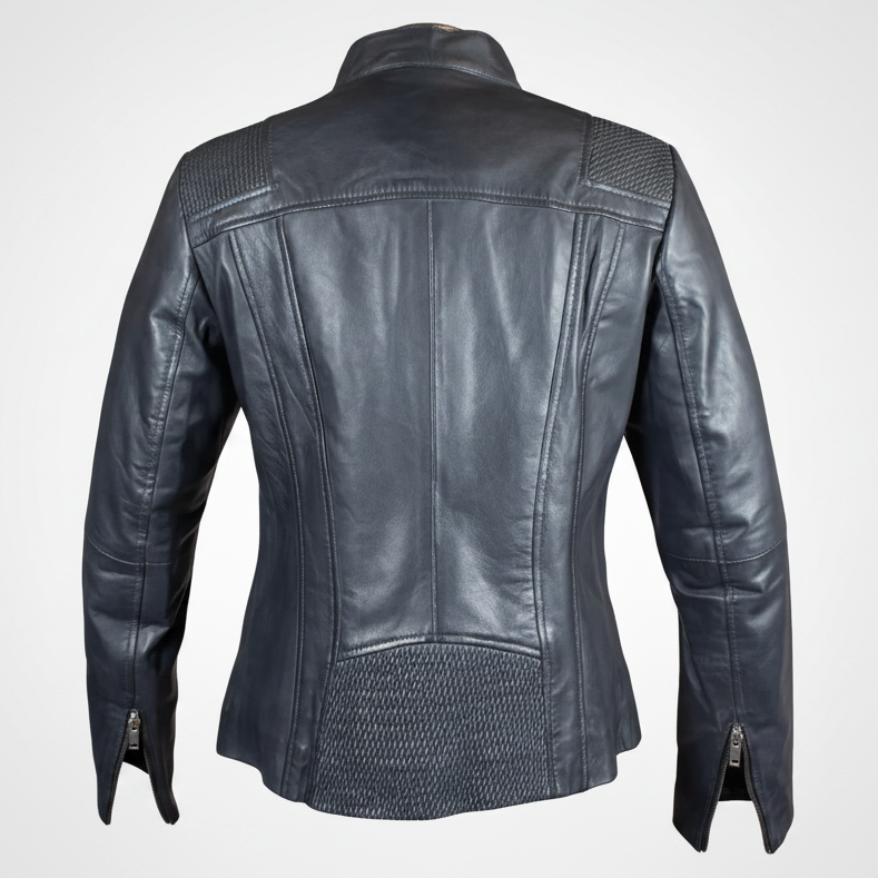 BOL Women's Basket Weave Accent Leather Jacket