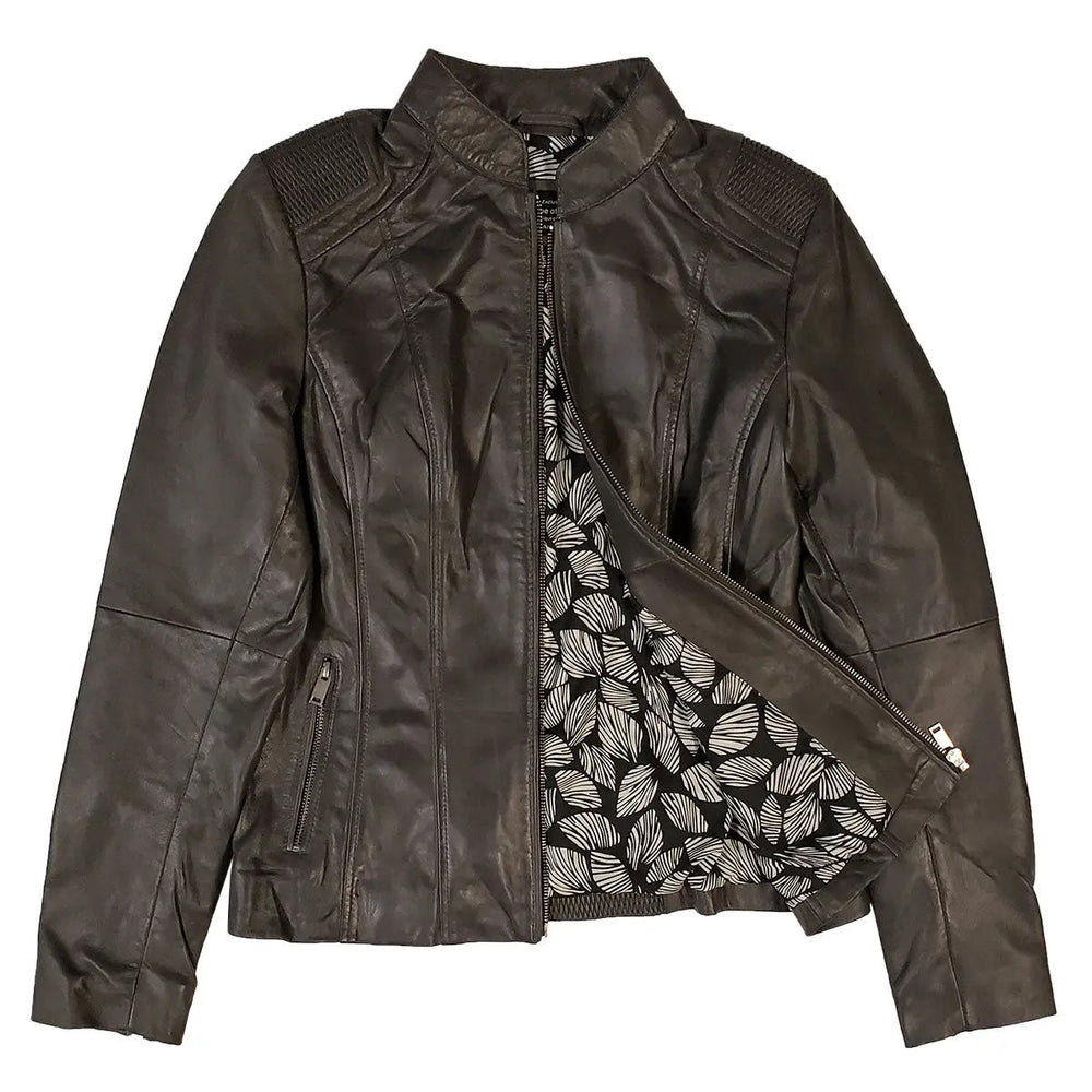 Chaqueta de cuero con acento de tejido de cesta para mujer BOLEX-STOCK Canada