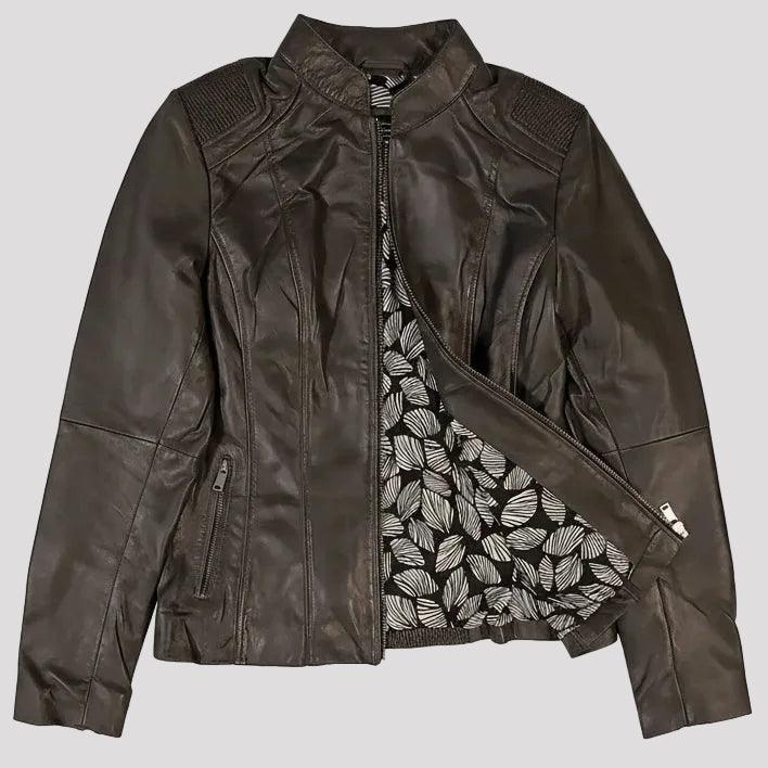 Giacca in Pelle con Dettagli a Intreccio da Donna BOL