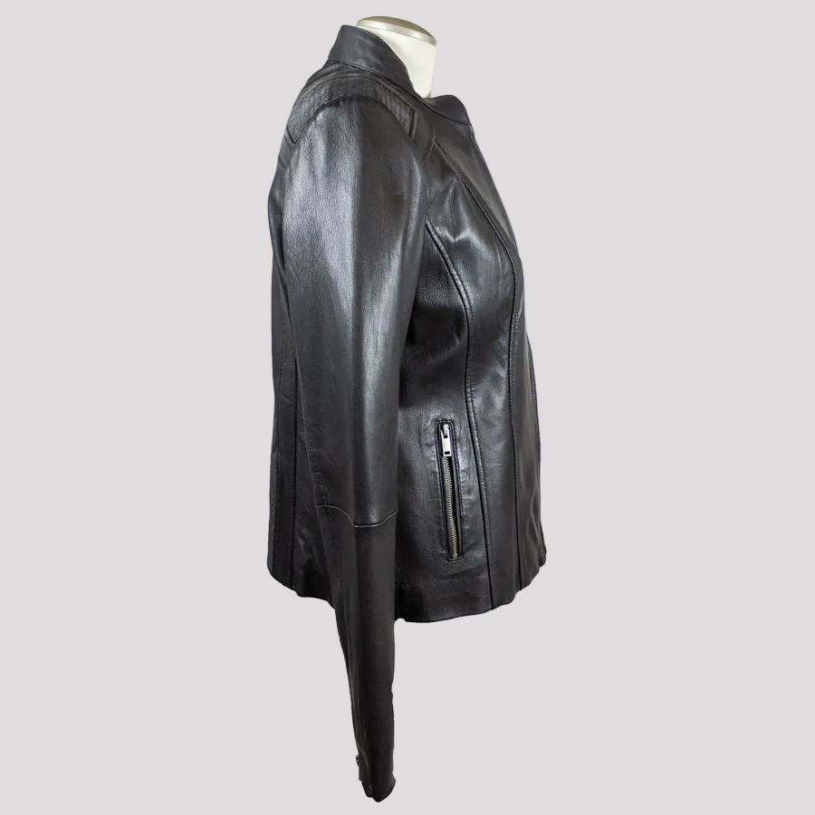 BOL Damen Lederjacke mit Korbmuster-Akzent