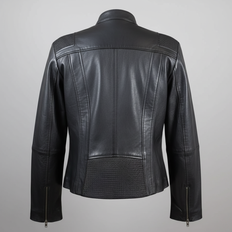 BOL Damen Lederjacke mit Korbmuster-Akzent