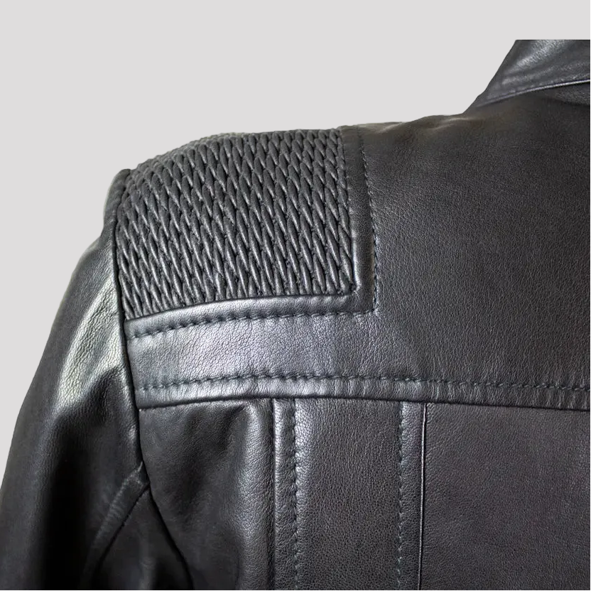 BOL Damen Lederjacke mit Korbmuster-Akzent
