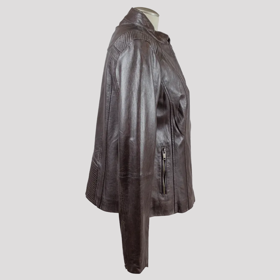 BOL Damen Lederjacke mit Korbmuster-Akzent