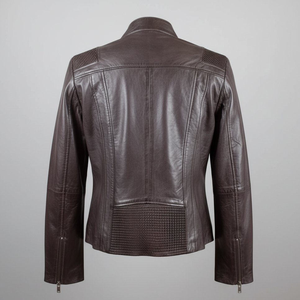 BOL Damen Lederjacke mit Korbmuster-Akzent