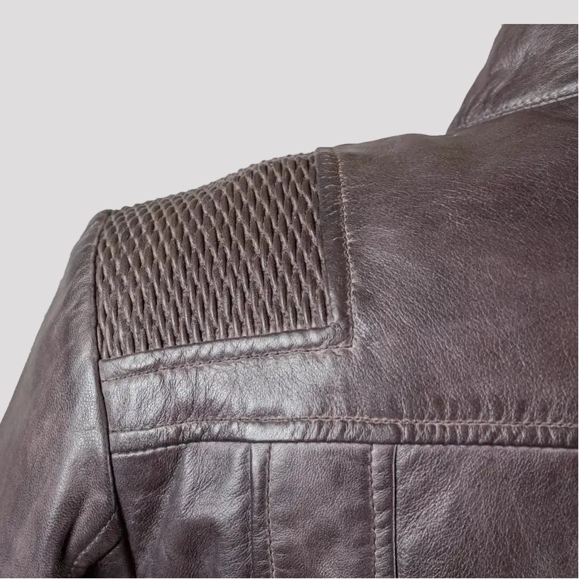 BOL Damen Lederjacke mit Korbmuster-Akzent