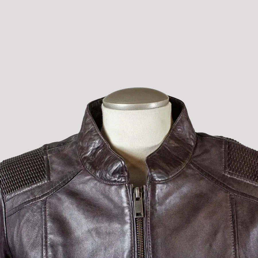 BOL Damen Lederjacke mit Korbmuster-Akzent