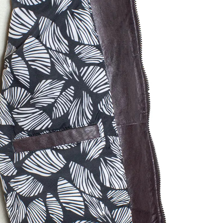 BOL Damen Lederjacke mit Korbmuster-Akzent