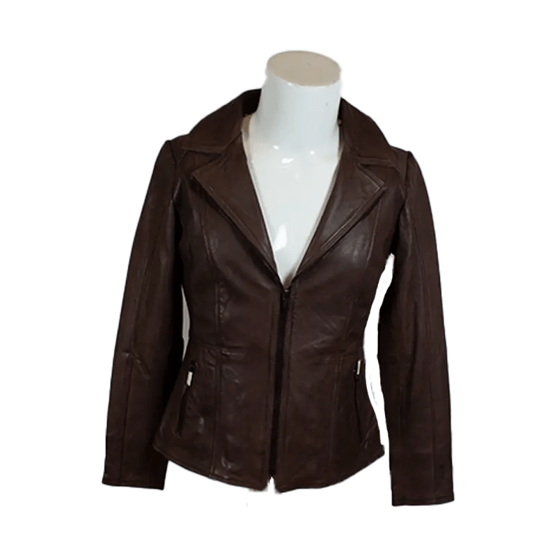 Veste en cuir à col ouvert classique pour femmes BOLEX-STOCK Canada
