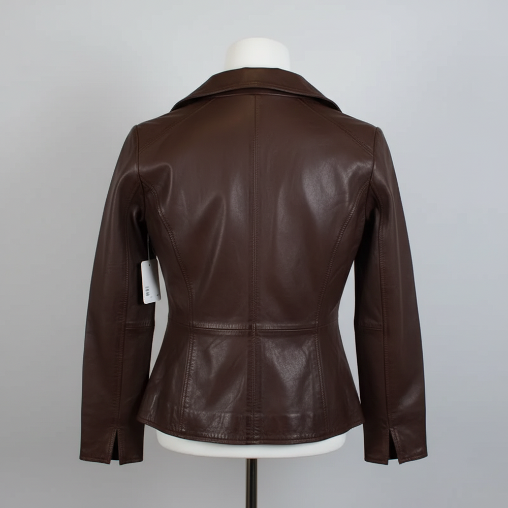BOL Women's Classic Open Collar Leather Jacket