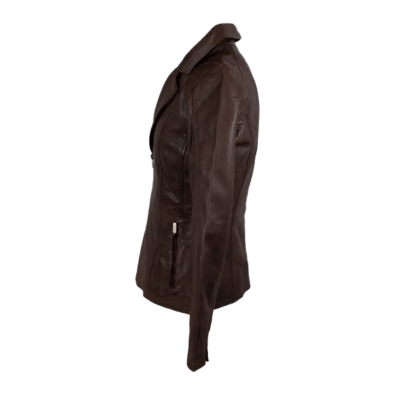 Veste en cuir à col ouvert classique pour femmes BOLEX-STOCK Canada