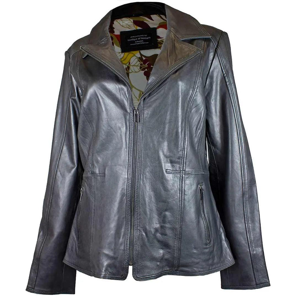 Veste en cuir à col ouvert classique pour femmes BOLEX-STOCK Canada