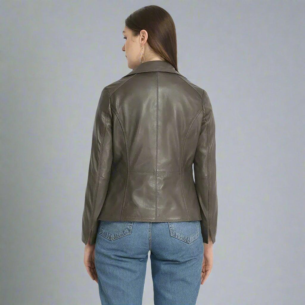Veste en cuir à col ouvert classique pour femmes BOLEX-STOCK Canada