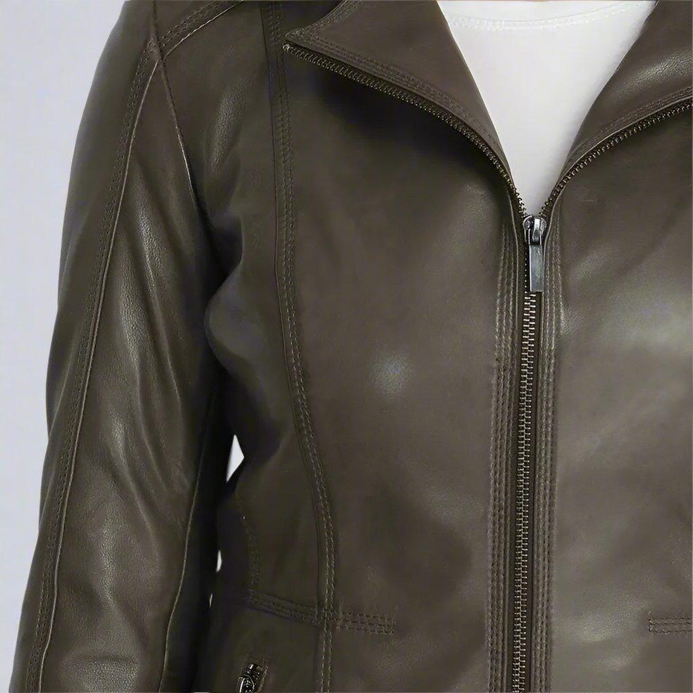 Veste en cuir à col ouvert classique pour femmes BOLEX-STOCK Canada