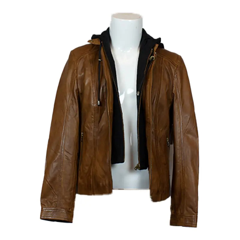 BOL Women's Detachable Hooded Leather Jacket EX-STOCK Canada