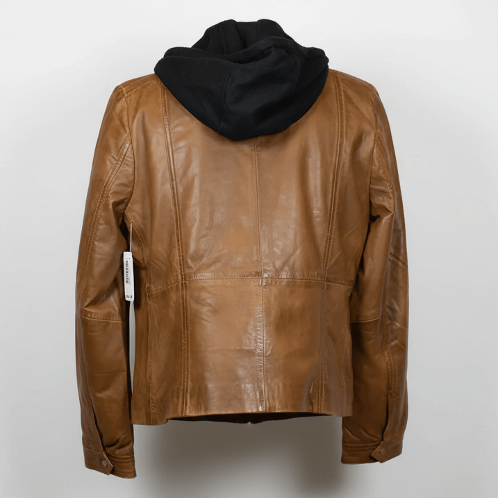 Chaqueta de cuero con capucha desmontable para mujer BOL