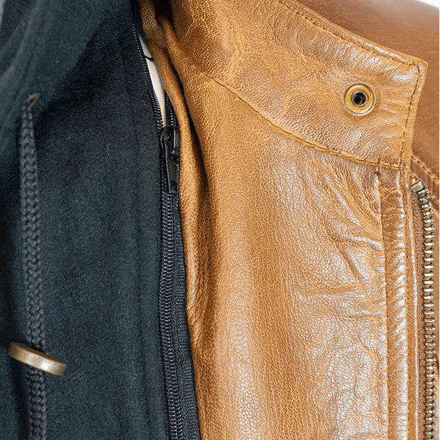 Chaqueta de cuero con capucha desmontable para mujer BOL