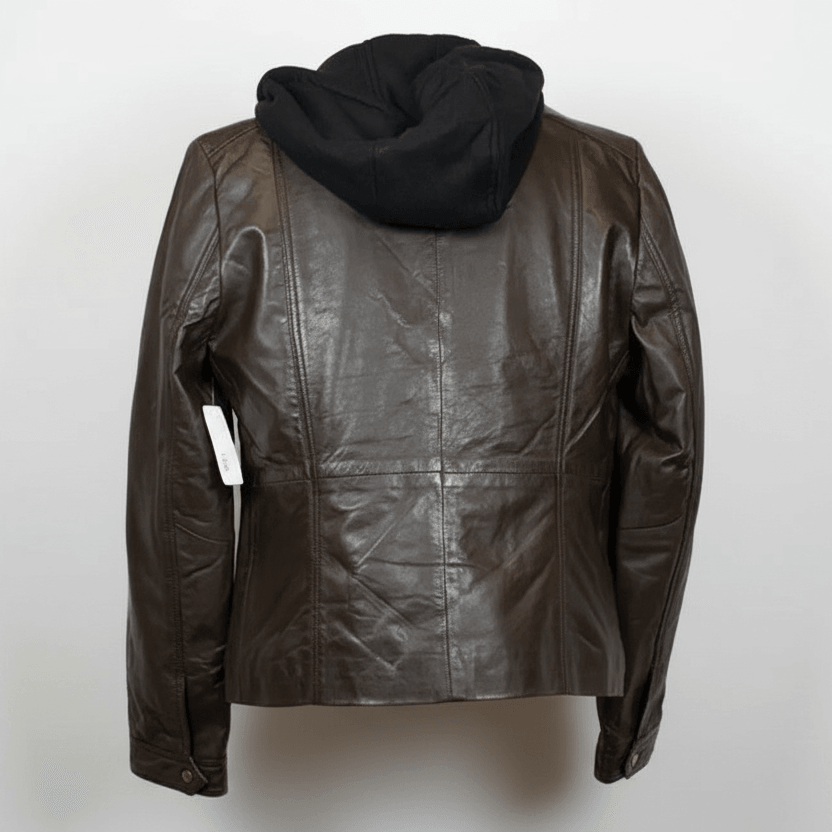 Chaqueta de cuero con capucha desmontable para mujer BOL