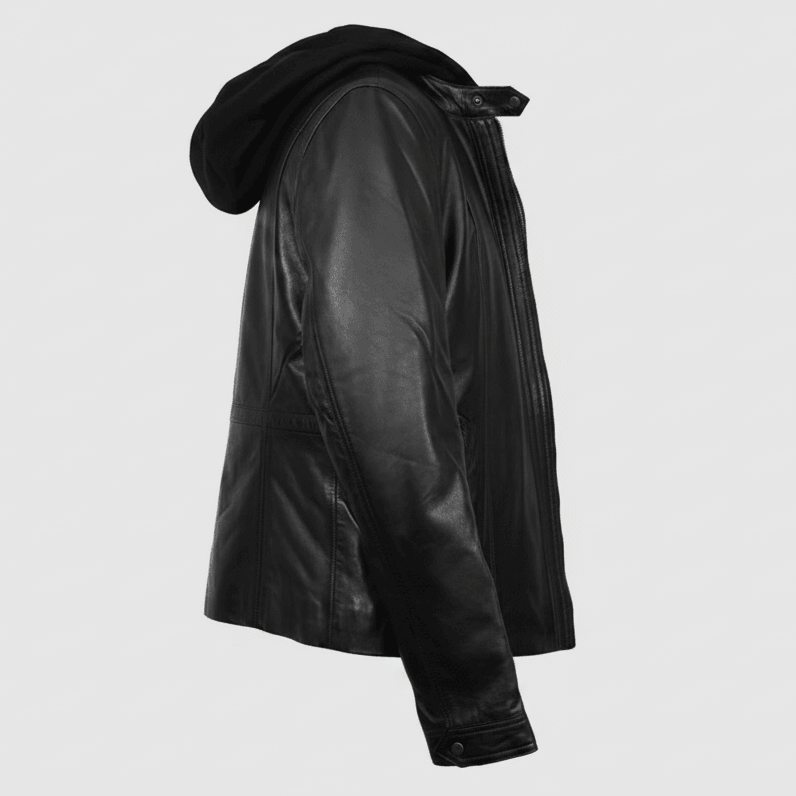 Chaqueta de cuero con capucha desmontable para mujer BOL