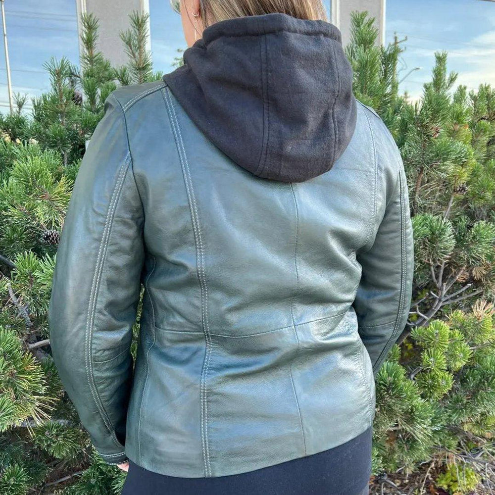 Chaqueta de cuero con capucha desmontable para mujer BOLEX-STOCK Canada