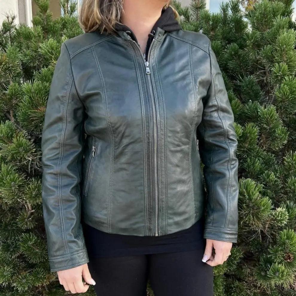 Chaqueta de cuero con capucha desmontable para mujer BOLEX-STOCK Canada