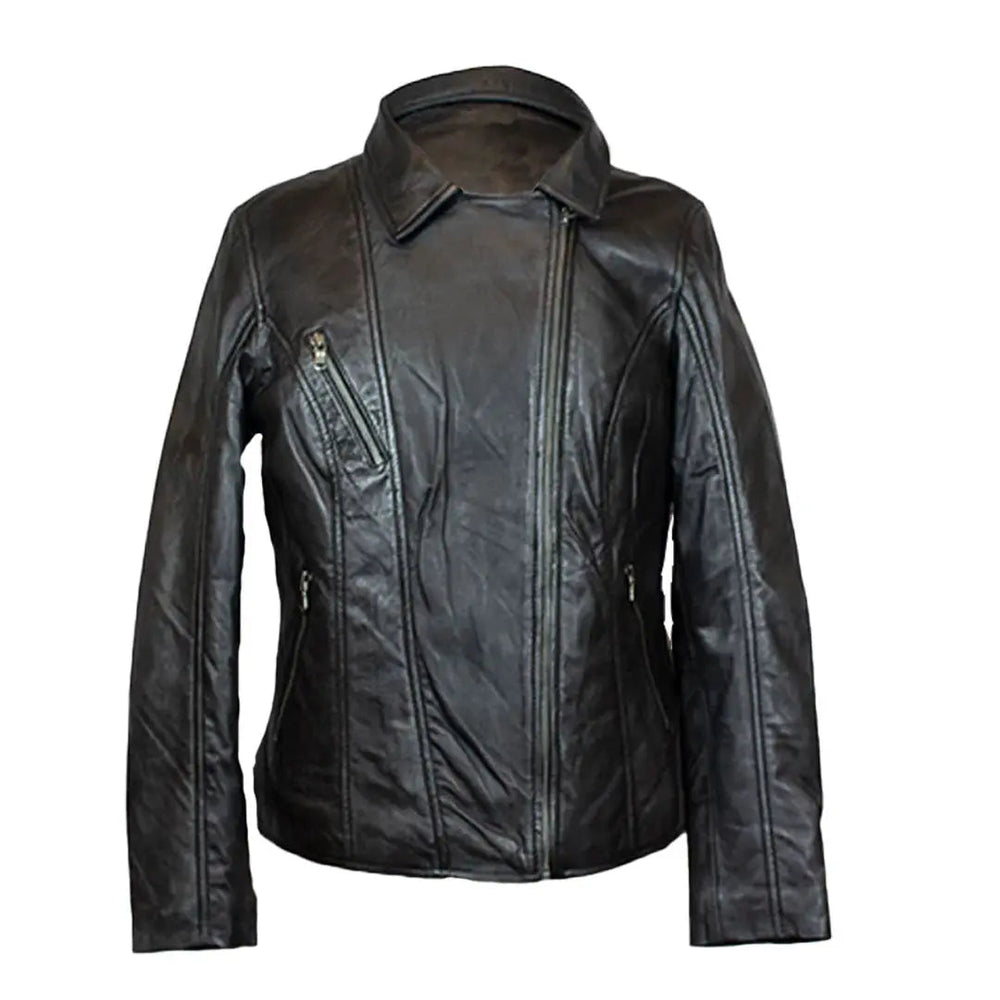 Veste style motard en cuir d'agneau pour femmes BOLEX-STOCK Canada