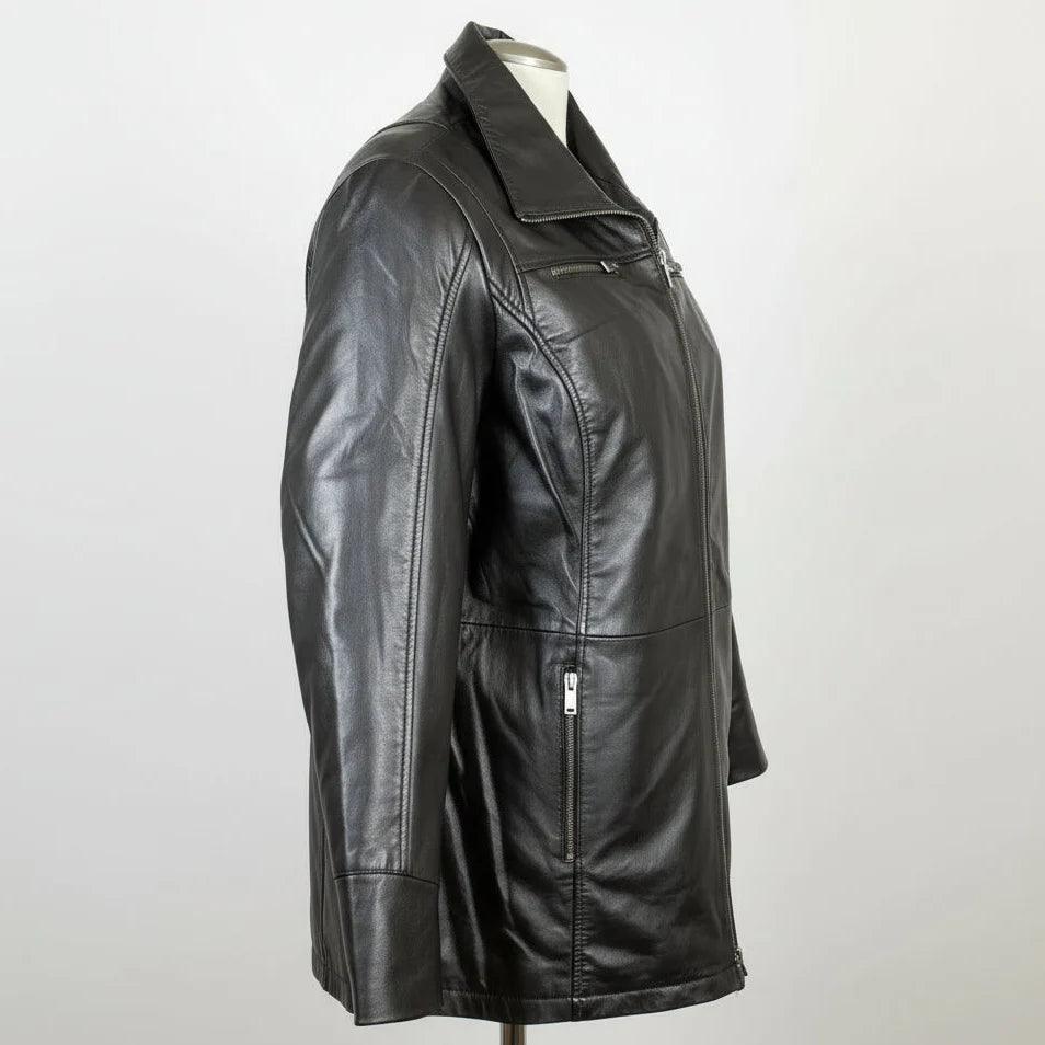 Classic Women's Mid-Length Lamb Leather Jacket EX-STOCK Canada