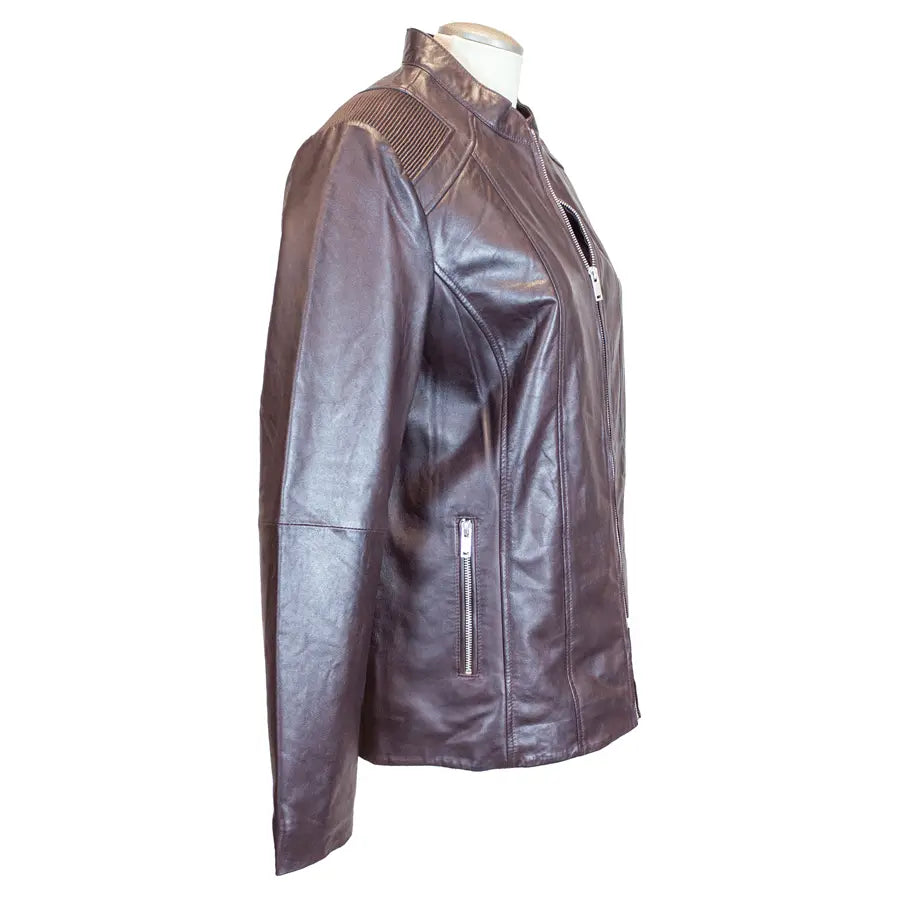 BOL Damen Paulina Gerippte Lederjacke mit SchulterdetailEX-STOCK Canada