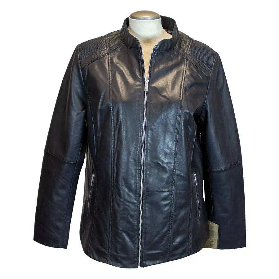 BOL Damen Paulina Gerippte Lederjacke mit SchulterdetailEX-STOCK Canada