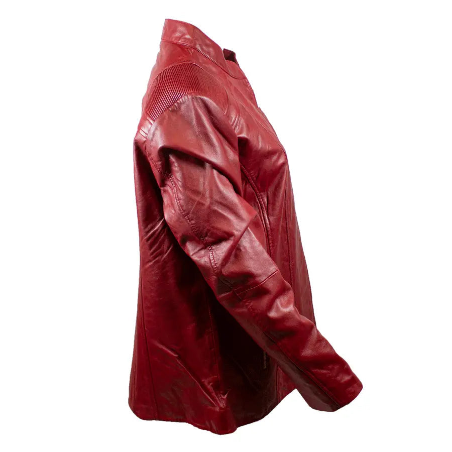 BOL Damen Paulina Gerippte Lederjacke mit SchulterdetailEX-STOCK Canada