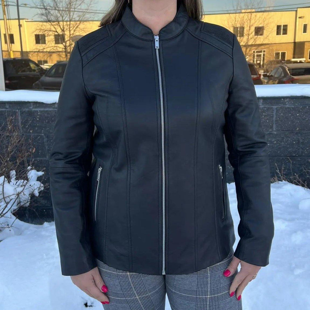 BOL Damen Paulina Gerippte Schulter LederjackeEX-STOCK Canada