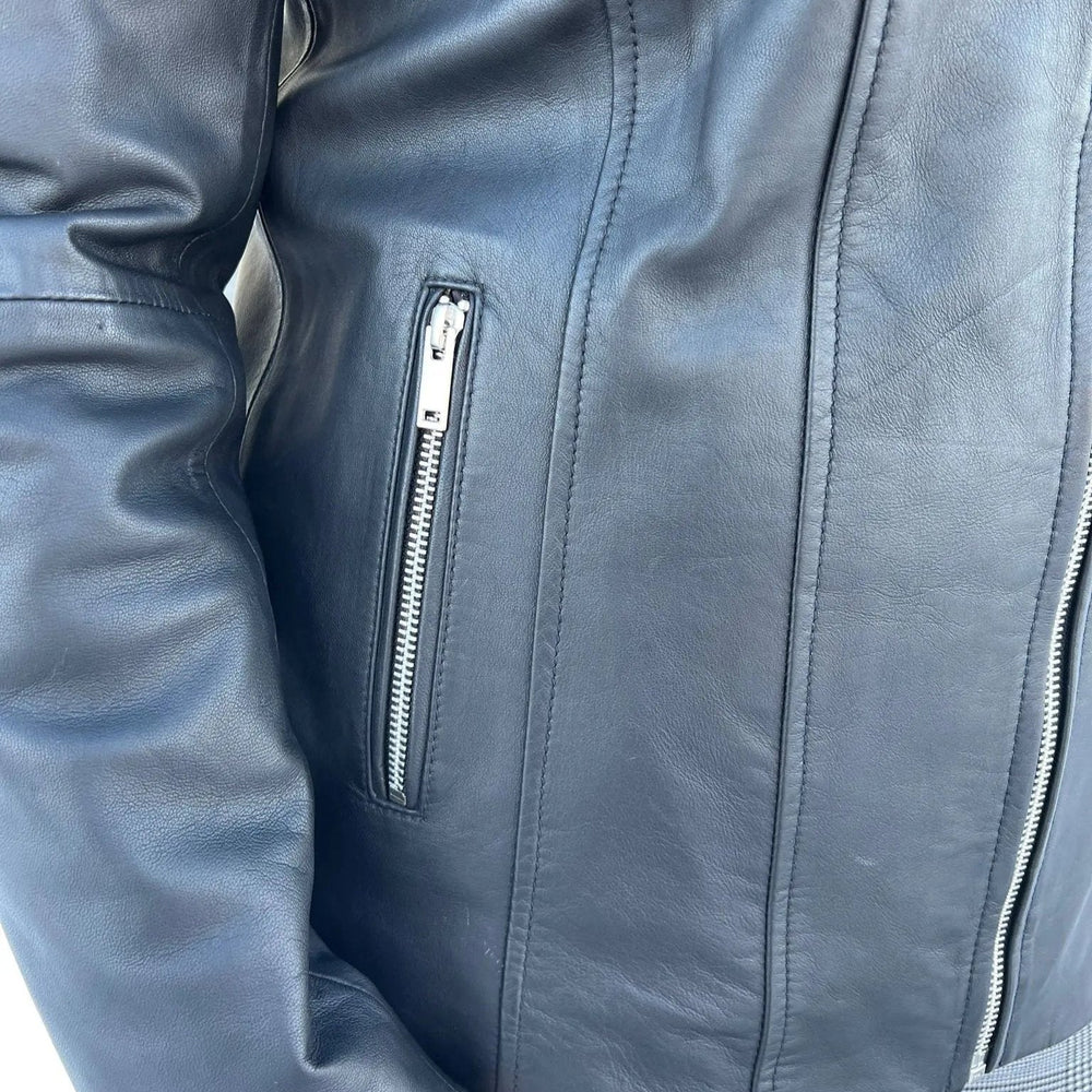 BOL Damen Paulina Gerippte Lederjacke mit SchulterdetailEX-STOCK Canada