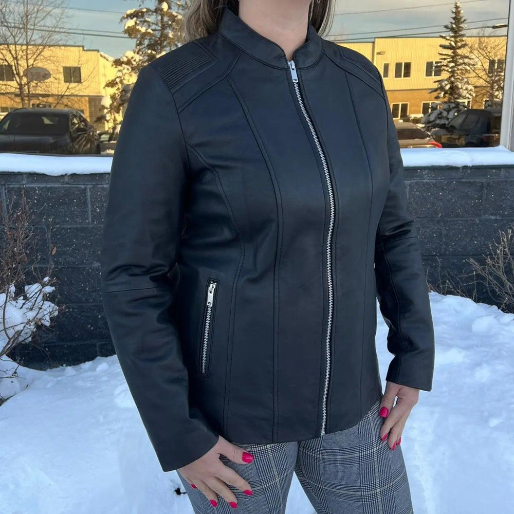 BOL Damen Paulina Gerippte Schulter LederjackeEX-STOCK Canada