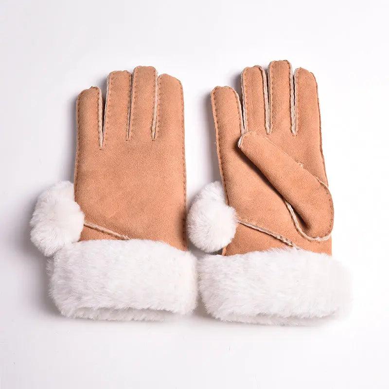 Guanti da donna BOL in pelle di pecora merino cuciti a mano con pon ponEX-STOCK Canada
